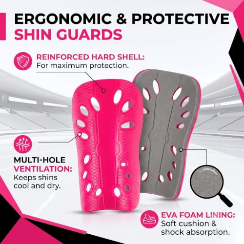 Lightweight Soccer Shin Guards & Socks Set for Toddlers - Pink