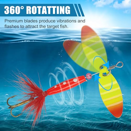 Spinner Bait Fishing Lures Set - 5pcs Rooster Tail 3in 0.27oz