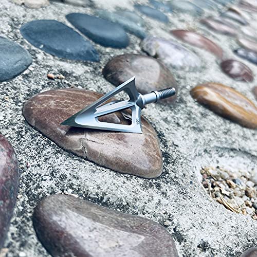 100 Grain Fixed Blade Broadhead Arrow Tips - 6 Pack Stainless Steel