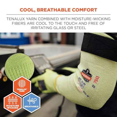 Ergodyne ProFlex 7941 Cut Resistant Protective Arm Sleeve, Cut Level A4, Pair, Lime, 22 Inch