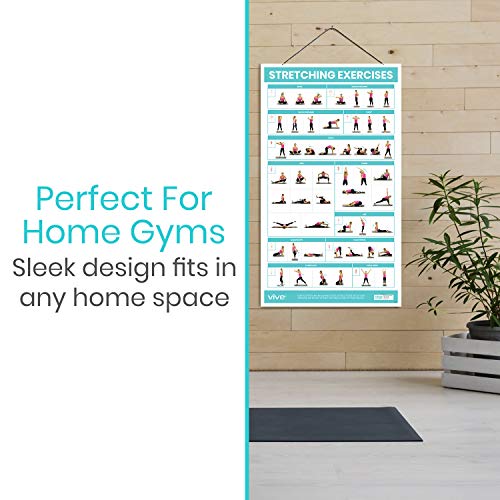 52 Stretching Exercises Poster - Full Body Workout Guide - Laminated