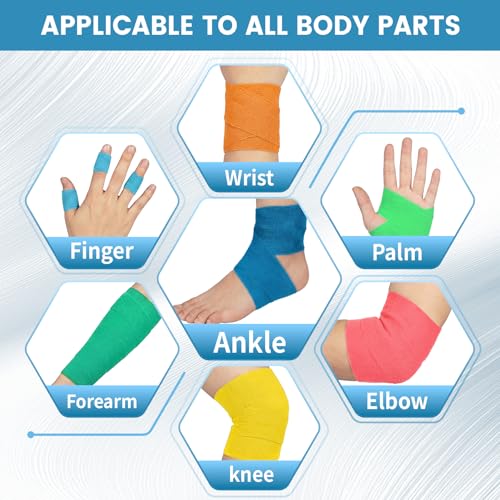 18 Pack Self-Adhesive Bandage Wrap - 2 Inch Multi-Colored