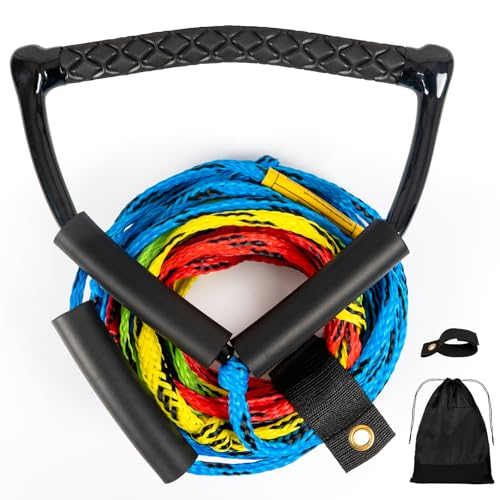 75FT Water Ski Rope with Floating Handle - Multi-Colors