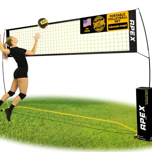 Volleyball Net Training - 12' Wide, Adjustable Height 7.4' to 8' - Portable with Carry Bag