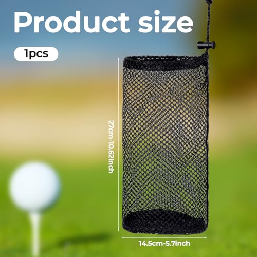 Black Nylon Mesh Golf Ball Storage Bag - Holds 48-56 Balls