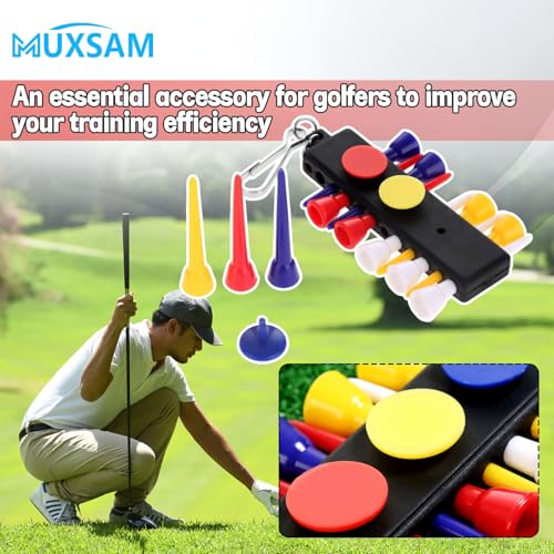 Golf Tee Holder with Keychain - 12 Tees & 3 Ball Markers - Black