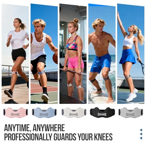 GOUNOD Black Patellar Tendon Support Strap 2 Pack - Knee Pain Relief, Adjustable Silicone Knee Brace for Running, Jumping, Sports