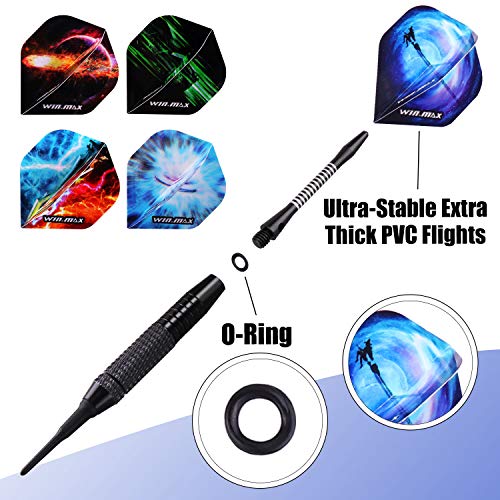 12 Soft Tip Darts Set for Electronic Dart Board - Black