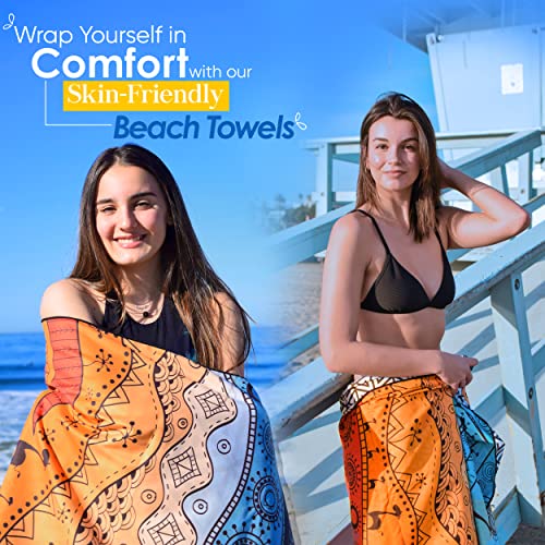 ECCOSOPHY Marrakesh Microfiber Oversized Beach Towel - Quick Dry, Sand Free 71x35