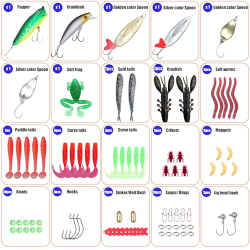84pcs Fishing Lures Tackle Kit - Mixed Hard & Soft Baits with Portable Box