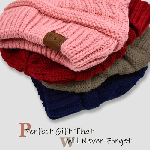 Winter Ponytail Beanie for Women - Soft Stretch Cable Knit Hat