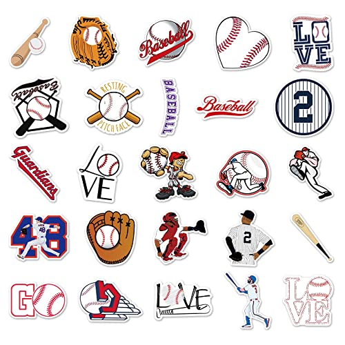 50-Piece Baseball Sticker Set - Waterproof Vinyl Decals for Sports Fans