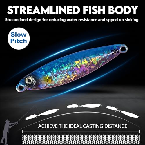 Micro Shore Jigging Lure Set - 6PCS 1/4oz Metal Fishing Jigs