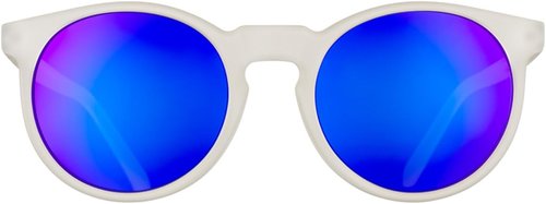 Goodr Polarized Round Sunglasses - Clear Translucent Frame with Purple Mirrored Lenses | Small Size, UV400 Protection