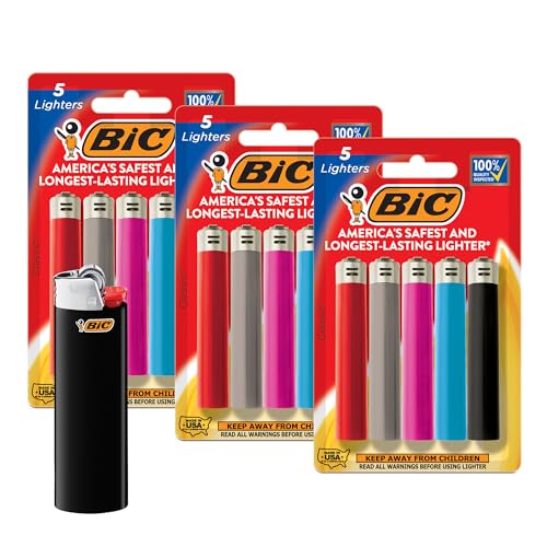 Maxi Pocket Lighters - Long-Lasting & Child-Resistant, 15-Pack