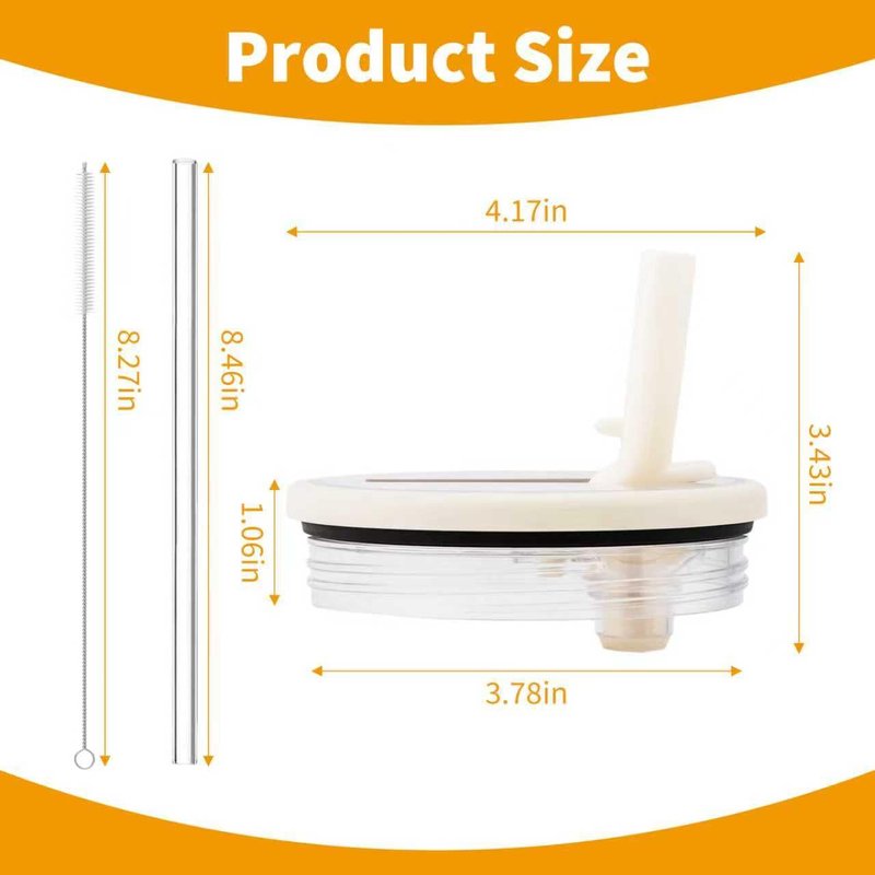 40 oz Tumbler Flip Straw Lid Replacement - Compatible with hydrojug lid replacement 40 oz Traveler cup. (Cream color) Pack of 2.