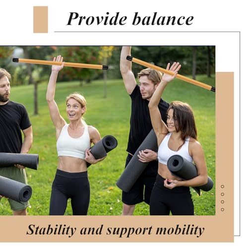 6 Pcs Yoga Stick Set - 26 Inch Natural Bamboo Stretching Tool