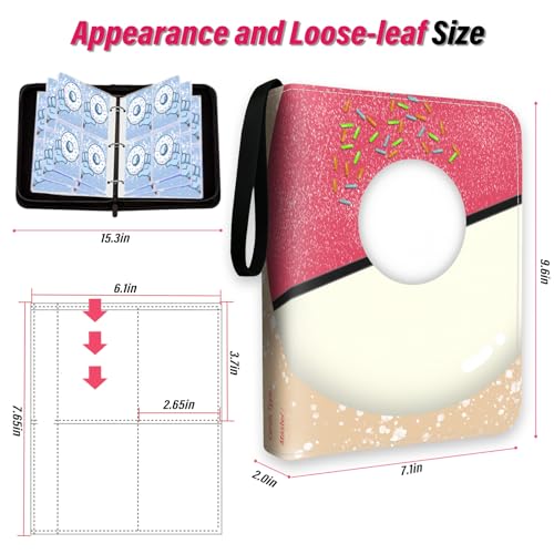 Donut-Themed Trading Card Binder - 400 Pocket Zipper Holder