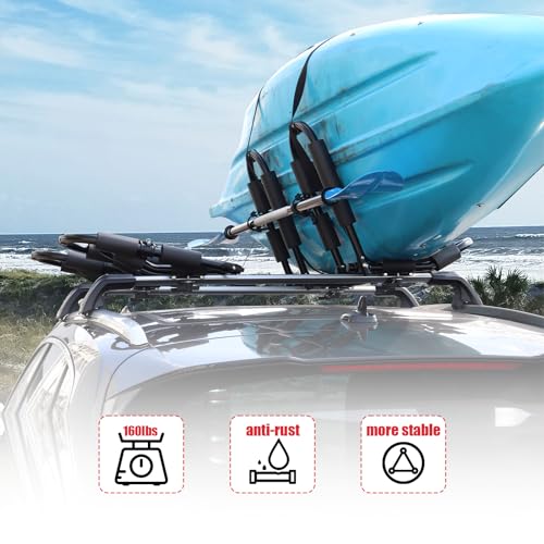 Folding Kayak Roof Rack - 2 Pair J-Bar Carrier for SUV & Truck