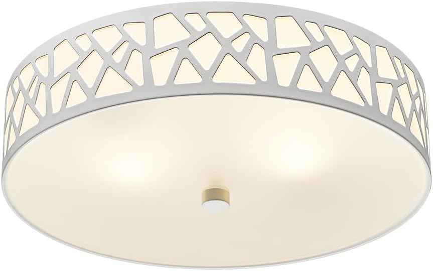 Flush Mount Ceiling Light Fixture 2-Pack - 12-Inch Oil Rubbed Bronze with Frosted Glass Shade for Bedroom, Hallway, Kitchen, Bathroom