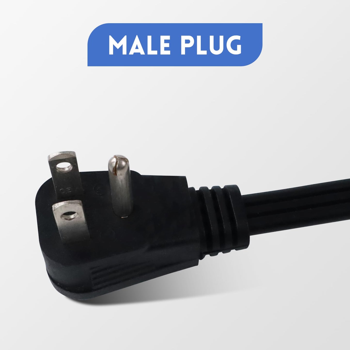 Zorky 6 ft Flat Plug Black Extension Cord，14/3 SPT-3 Heavy Duty Appliance Extension Cord-Extension Cable with 3 Prong Grounded Plug for Safety - for Appliance,Refrigerator, Space Heater