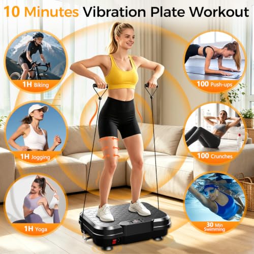 Vibration Plate Exercise Machine - 250 Speed Levels, 400 Lbs Capacity, Slim Black