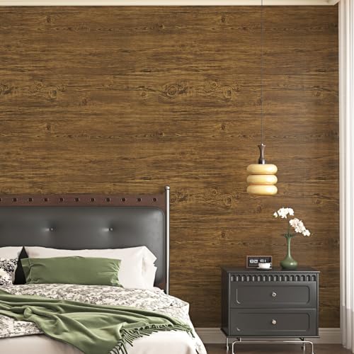 Wallercity Vintage Brown Wood Grain Contact Paper for Kitchen Countertop Rustic Peel and Stick Countertops Wallpaper for Cabinets Shelf Backdrop Vinyl Waterproof Self Adhesive Wooden Wrap 15.8x78.7 IN