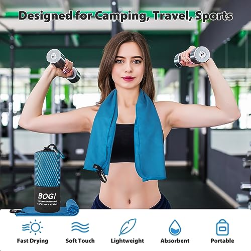 Microfiber Quick Dry Travel Sports Towel - Blue, 40"x20"