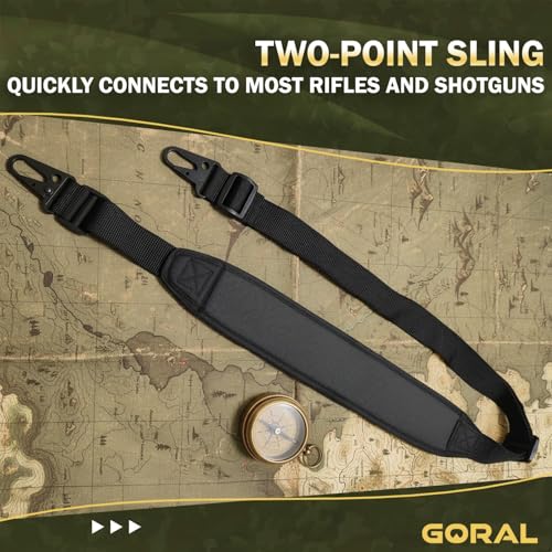 2-Point Rifle Sling with Metal Hooks - Adjustable Padded Strap