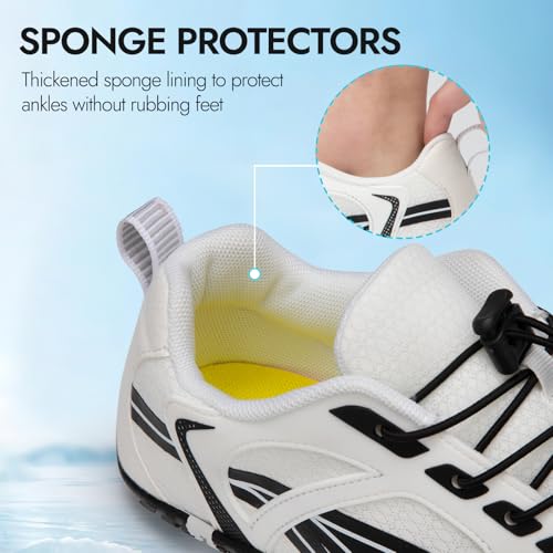 Barefoot Water Shoes for Men & Women - Quick Dry Aqua Shoes 8.5 Women/7 Men - White