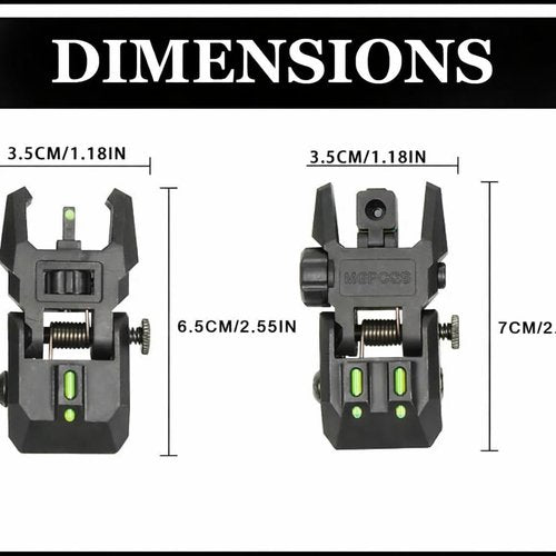 GOTICAL Fiber Optic Sights Flip Up Front and Rear Strong Polymer Folding Sights with Red and Green Fiber Optics Dots Tool-Free Adjustable Backup Sight Set for Picatinny Rails