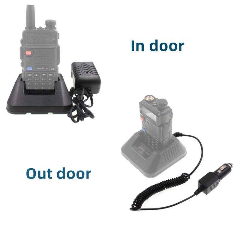 Baofeng UV-5R Charger Ham Radio Base Desktop Charger DC 12V Car Charge Cable for Baofeng UV-5R Series