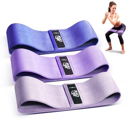 CFX Resistance Bands Set for Workout, Non-Slip Fabric Booty Bands with 3 Levels, Dark Purple & Purple