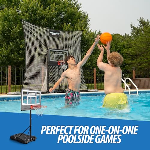Adjustable Pool Basketball Hoop with 10x8 FT Backstop