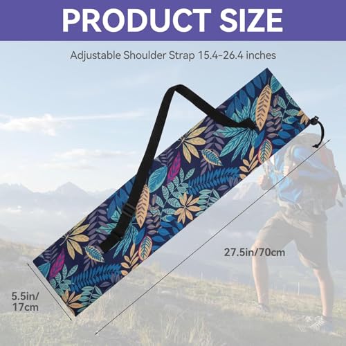 FAMJOALE 27.5in Waterproof Collapsible Hiking Pole Carry Bag - Leaf Floral Print