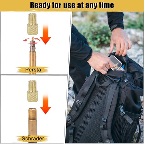 4-Pack Brass Presta to Schrader Valve Adapter Kit with Valve Caps