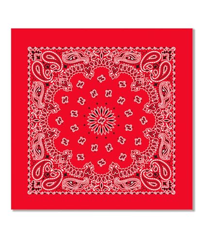 Bycc Bynn Extra Large Cotton Bandanas 27x27 4-Pack – Soft Oversized Hankies (Black/Red/White/Navy)