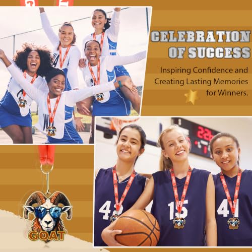 Goat Medals Bulk - 12 Pcs 2.56" Sport Winner Trophies with Neck Ribbons