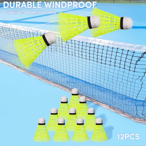 12 Pack Nylon Badminton Shuttlecocks - Durable & Stable Birdies