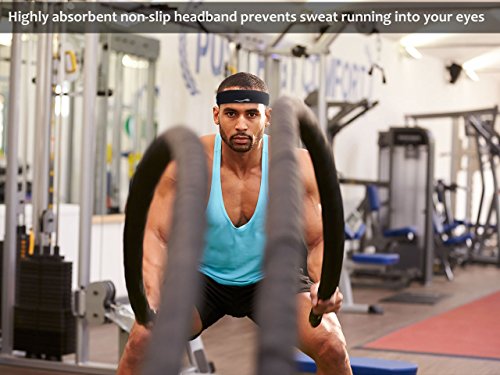 Super Absorbent Sweatbands for Fitness - 2-Pack Black & Grey