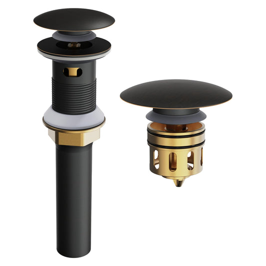 Yodel Faucet Bathroom Sink Drain with Overflow, Pop Up Drain for Bathroom Sink with Anti-Clogging Hair Catcher Basket,Oil Rubbed Bronze