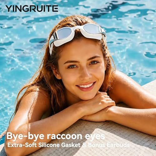 Yingruite Silver Mirror No-Leak Anti-Fog Adult Swim Goggles
