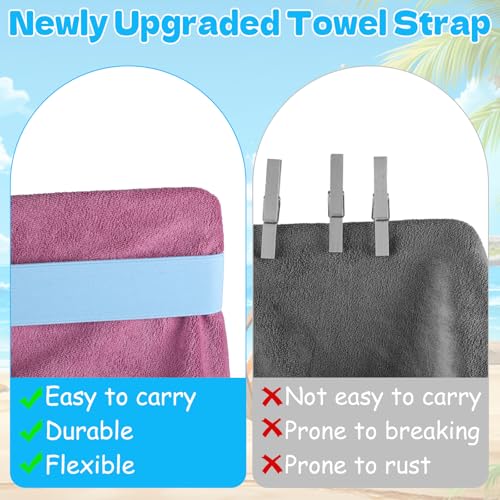 5 Pack Elastic Beach Towel Bands for Beach Chairs, Pool & Cruise Ship