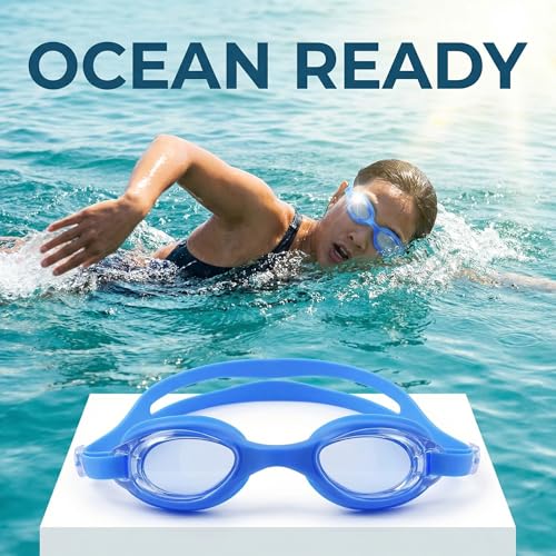 Swim Goggles with Anti-Fog & UV Protection - Blue