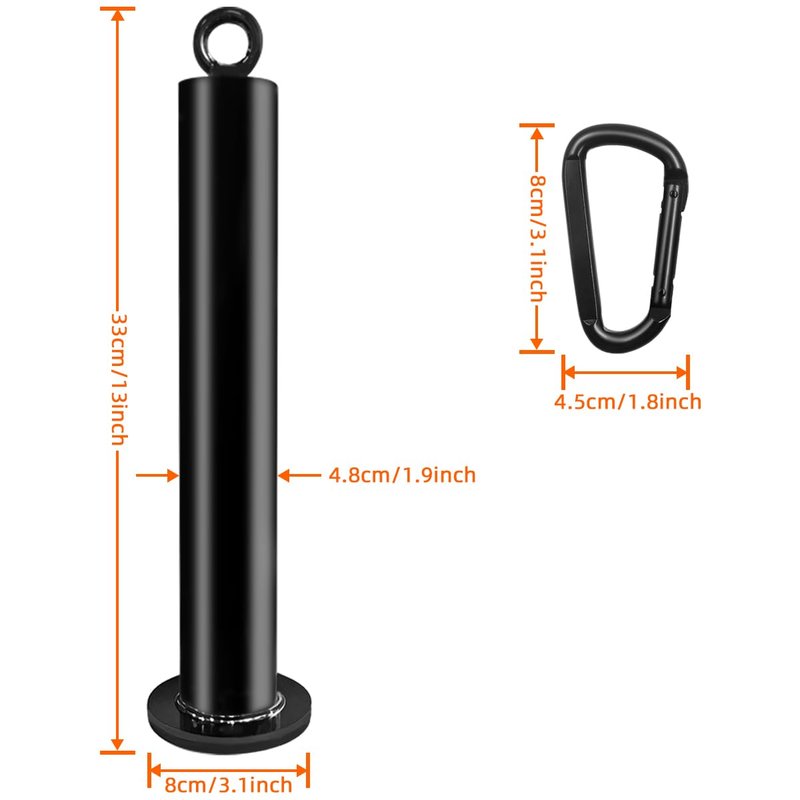 sunmeg Weight Loading Pin, Fitness Olympic Weight Plate Loading Pin Fit 2 inch with Carabiner Home Gym Strength Training Lifting Holder Stand for Cable Pulley System LAT Pulldown