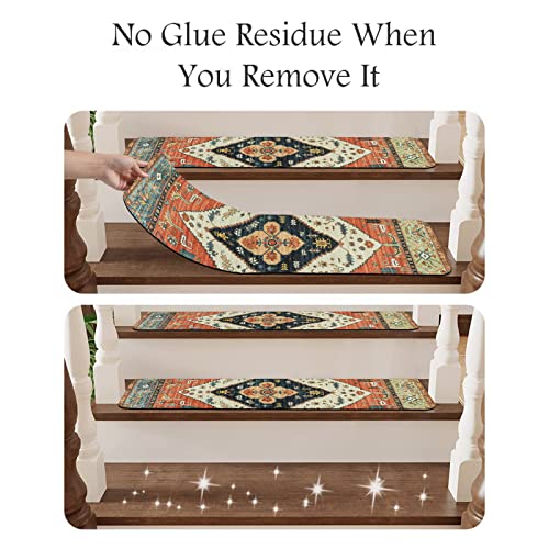 OJIA Extra Non-Slip Carpet Stair Treads for Wooden Steps Set of 4, 30"X8" Rubber Indoor Stair Runner Slip Resistant Stair Rugs Safety Mats for Dogs, Kids & Elders, Stairway Grip Step Treads