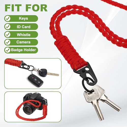 550 Paracord Lanyard - Heavy Duty Keychain Necklace - Luminous Green