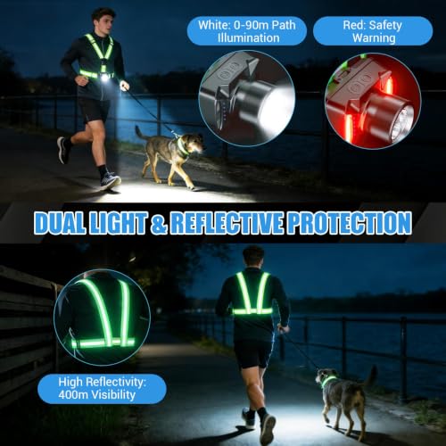Adjustable Running Light Vest with 550Lm Brightness & IPX5 Waterproof