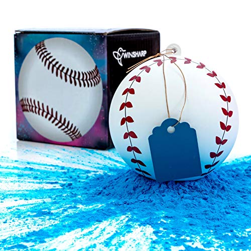 Winsharp Blue Gender Reveal Baseball - Exploding Pink/Blue Powder for Boy or Girl Party