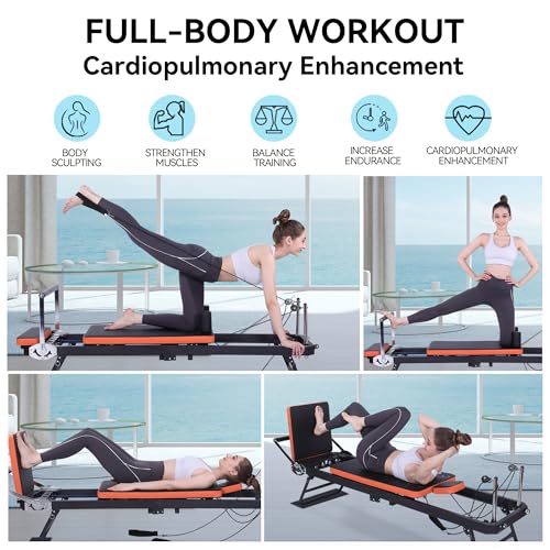 Foldable Pilates Reformer with Jump Board - Home Gym Equipment